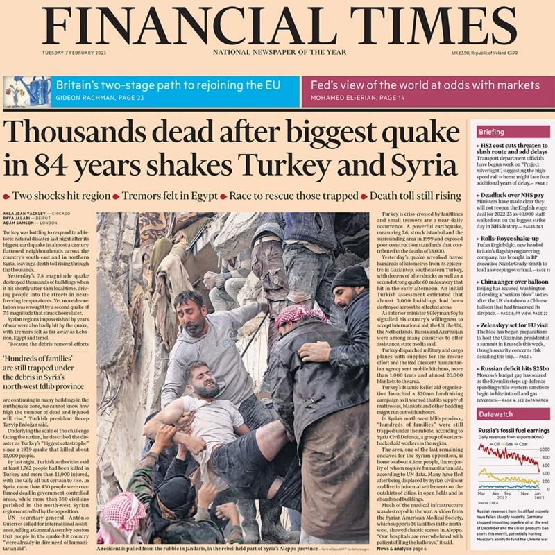Earthquake kills 60,000 in Turkey and Syria
